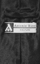 Antonio Ricci Solid BLACK Color NeckTie & Handkerchief Men's Neck Tie Set
