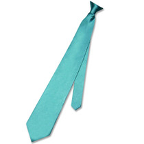 Biagio Clip-On NeckTie Solid Turquoise Aqua Blue Color Mens Neck Tie