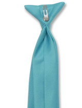 Vesuvio Napoli Boys Clip-On NeckTie Turquoise Blue Youth Neck Tie