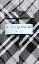 Vesuvio Napoli Black Gray White PLAID NeckTie & Handkerchief Matching Tie Set