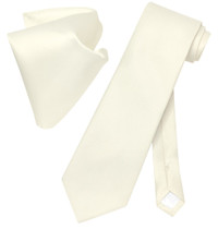 Vesuvio Napoli Solid Cream NeckTie Handkerchief Mens Neck Tie Set