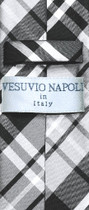 Vesuvio Napoli Narrow NeckTie Skinny Black Gray White PLAID Men's 2.5" Neck Tie