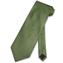 Mens Dress Vest & NeckTie Olive Green Color Vertical Striped Set