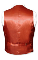 Biagio Men's SILK Dress Vest & Bow Tie Solid BURNT ORANGE Color BowTie Set