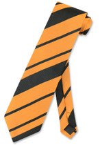 Vesuvio Napoli NeckTie Gold & Black Woven Striped Design Mens Neck Tie