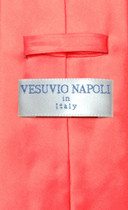 Vesuvio Napoli Solid CORAL PINK Color NeckTie & Handkerchief Men's Neck Tie Set