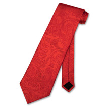 Vesuvio Napoli NeckTie Red Color Paisley Design Mens Neck Tie