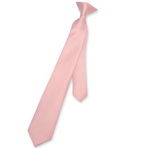 Vesuvio Napoli Boys Clip-On NeckTie Solid Dusty Pink Youth Neck Tie