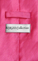 Biagio Men's Solid HOT PINK FUCHSIA BAMBOO SILK Dress Vest Neck Tie Set size XL