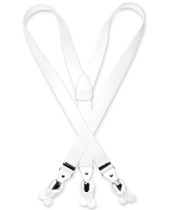 Mens White Suspenders Y Shape Back Elastic Button & Clip Convertible