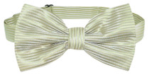 Vesuvio Napoli BowTie Sage Green Horizontal Stripe Mens Bow Tie