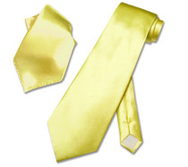 Solid Yellow NeckTie Handkerchief Mens Neck Tie Set