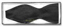 Antonio Ricci SELF TIE Bow Tie Solid BLACK Color Ribbed Pattern Men's BowTie