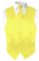 Yellow Vest | Yellow NeckTie | Silk Solid Color Vest Neck Tie Set