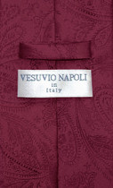 Vesuvio Napoli NeckTie BURGUNDY Color Paisley Design Men's Neck Tie