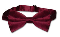 Solid Burgundy Bowtie | Mens 100% Silk Solid Color Pre Tied Bow Tie