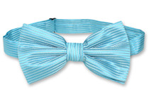 Vesuvio Napoli BowTie Turquoise Blue Horizontal Stripe Mens Bow Tie