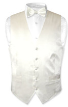 Off White Vest | Off White BowTie | Silk Vest Bow Tie Set