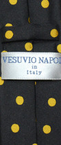 Vesuvio Napoli Narrow NeckTie Skinny BLACK w/ YELLOW Polka Dots Men's 2.5" Tie
