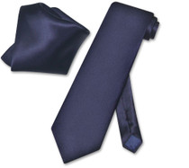 Biagio Silk Solid Navy Blue Color NeckTie Handkerchief Mens Tie Set