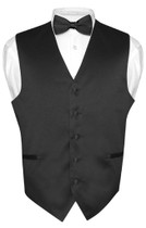 Black Tie And Black Vest Set | Black Vest And Bow Tie Set