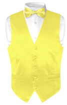 Yellow Vest | Yellow BowTie | Silk Solid Color Vest Bow Tie Set