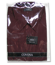 Men's Solid Burgundy Color Dress Shirt w/ Convertible Cuffs