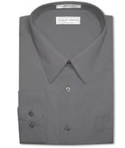 Biagio Men's 100% COTTON Solid CHARCOAL GREY Dress Shirt w/ Convertible Cuffs