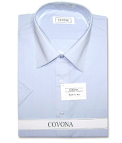 Covona Men's Short Sleeve Solid POWDER BLUE Color Dress Shirt