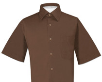 Chocolate Brown Mens Short Sleeve Dress Shirt | Biagio Cotton Shirt