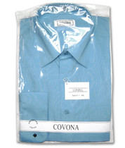 Men's Solid PEACOCK BLUE Color Dress Shirt w/ Convertible Cuffs