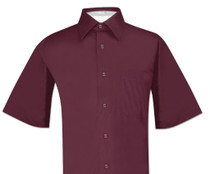 Burgundy Mens Short Sleeve Dress Shirt | Biagio 100% Cotton Shirt