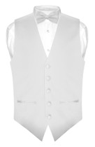 Mens Slim Fit Dress Vest BowTie Silver Grey Bow Tie Handkerchief Set