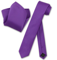 Vesuvio Napoli Purple Indigo Skinny NeckTie Handkerchief Mens Tie Set