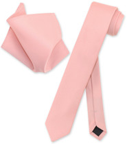 Vesuvio Napoli Dusty Pink Skinny NeckTie Handkerchief Mens Tie Set