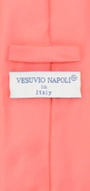 Vesuvio Napoli Solid EXTRA LONG CORAL PINK NeckTie Handkerchief Neck Tie Set