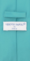 Vesuvio Napoli EXTRA LONG TURQUOISE AQUA BLUE NeckTie Handkerchief Neck Tie Set