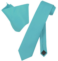 Extra Long Turquoise Tie Set | Solid Turquoise Color XL NeckTie