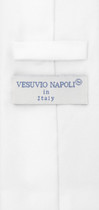Vesuvio Napoli Solid EXTRA LONG WHITE NeckTie Handkerchief Mens Neck Tie Set