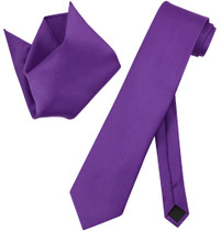 Extra Long Purple Tie Set | Solid Purple Color XL NeckTie