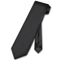 Biagio NeckTie Extra Long Solid Black Color Mens XL Neck Tie
