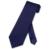 Biagio 100% Silk NeckTie Extra Long Solid Navy Blue Mens XL Neck Tie