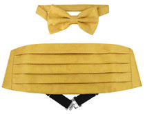 Cumberbund BowTie Gold Color Paisley Design Men Cummerbund Bow Tie Set