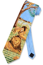 Lions and Zebras in Safari NeckTie | Wildlife Design Mens Neck Tie