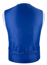 Mens SLIM FIT Dress Vest BowTie Solid Royal Blue Color Bow Tie Handkerchief Set