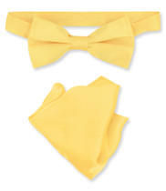 Gold Color Bow Tie Handkerchief Set | Silk BowTie And Hanky Set