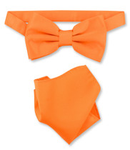 Orange Bow Tie And Handkerchief Set | Mens Orange Bowtie Set