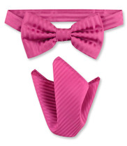 Red Violet Vertical Stripes Bow Tie Handkerchief Set | BowTie Set
