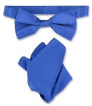 Royal Blue Bow Tie Handkerchief Set | Mens Silk BowTie Hanky Set