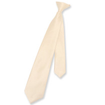 Vesuvio Napoli Boys Clip-On NeckTie Solid Light Brown Youth Neck Tie